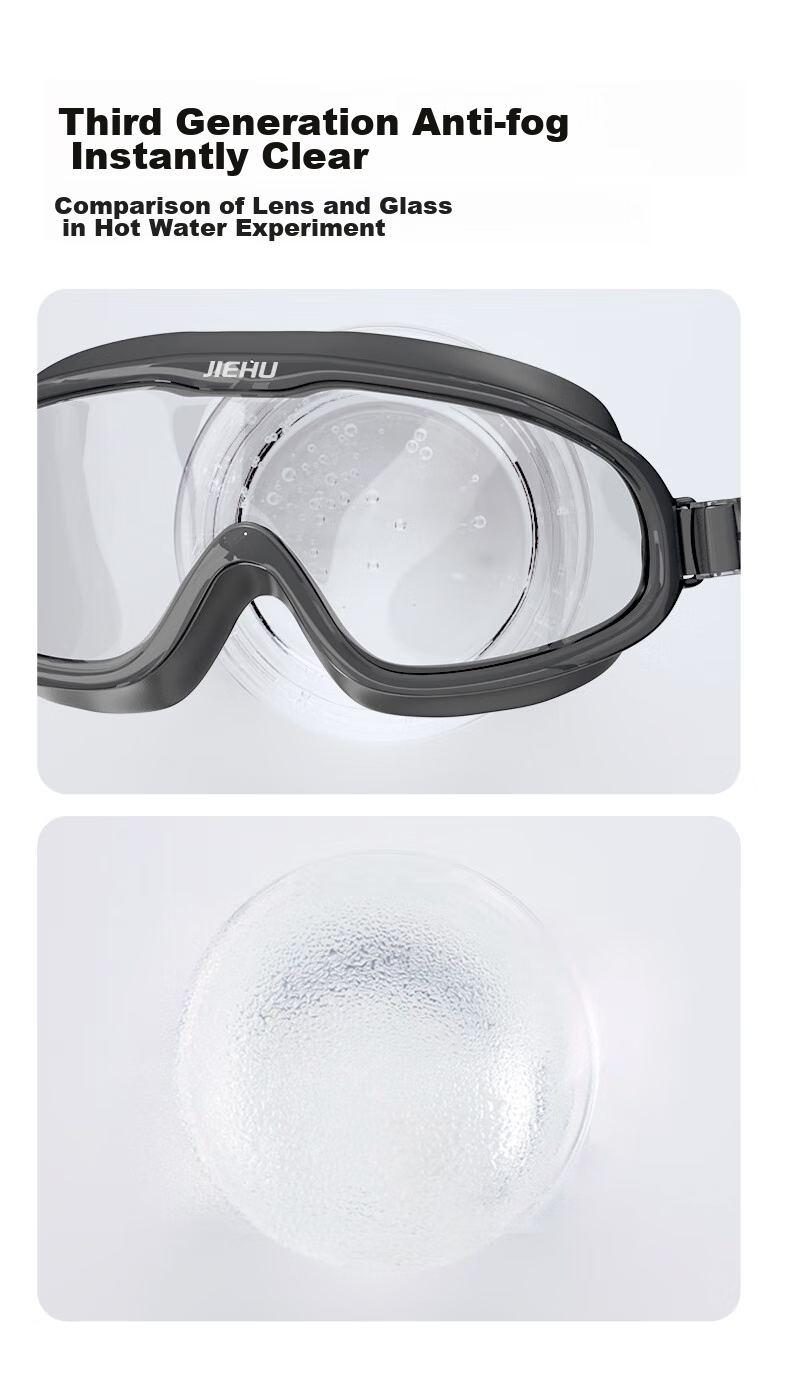 Jiehu Swimming Goggles for Men And Women, Adult High Definition Anti-Fog Waterproof Large Frame Integrated Diving Swimming Glasses with Swim Cap Set, Swimming Equipment 4