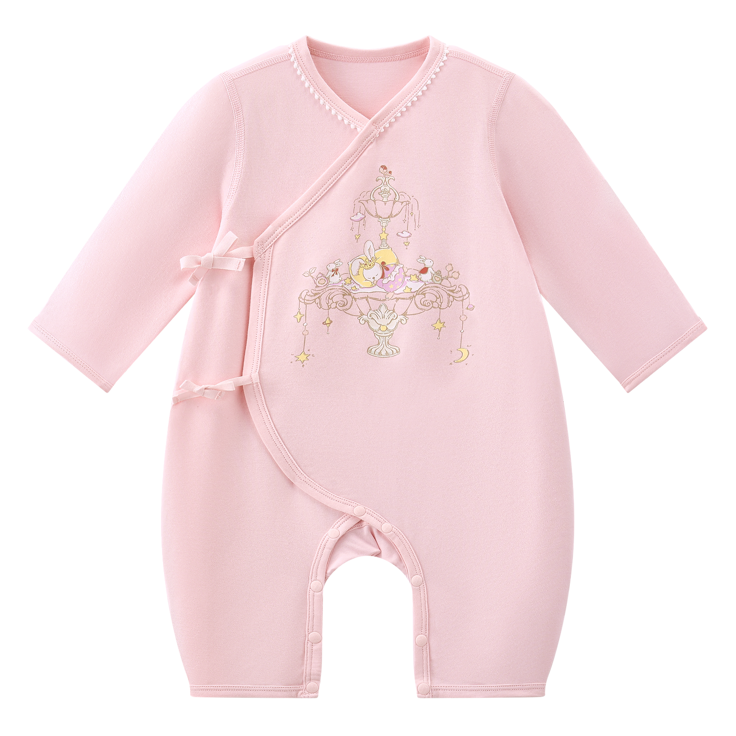 Babycare Baby Cotton Jumpsuit Newborn Spring Autumn Romper [26 New Style Diagonal Collar] Clear Sky Pink 66cm