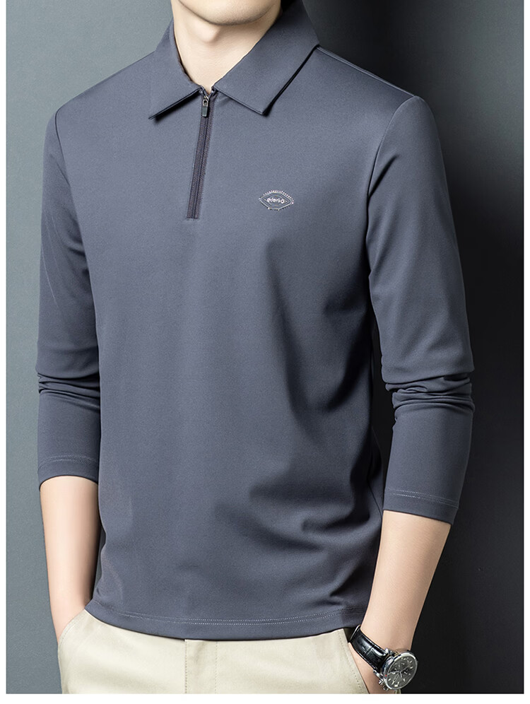 Edenbo Long Sleeve Half-Zip Polo Shirt Men Autumn Winter Four-Way Stretch Top Black 180/96A (2XL) 16