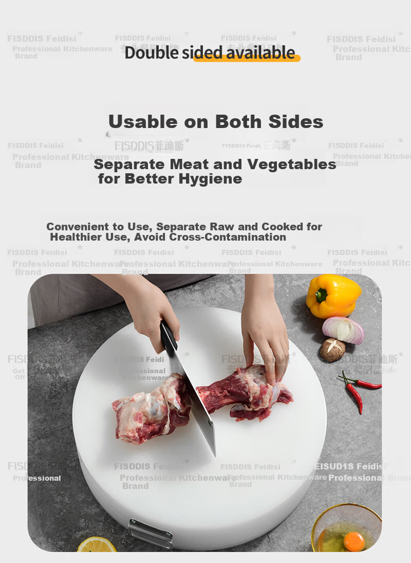 FISDDIS Round Extra Thick PE Cutting Board 40x5cm Meat and Vegetable Chopping Board Food Grade Antibacterial Mold Resistant Bone Chopping Block 18