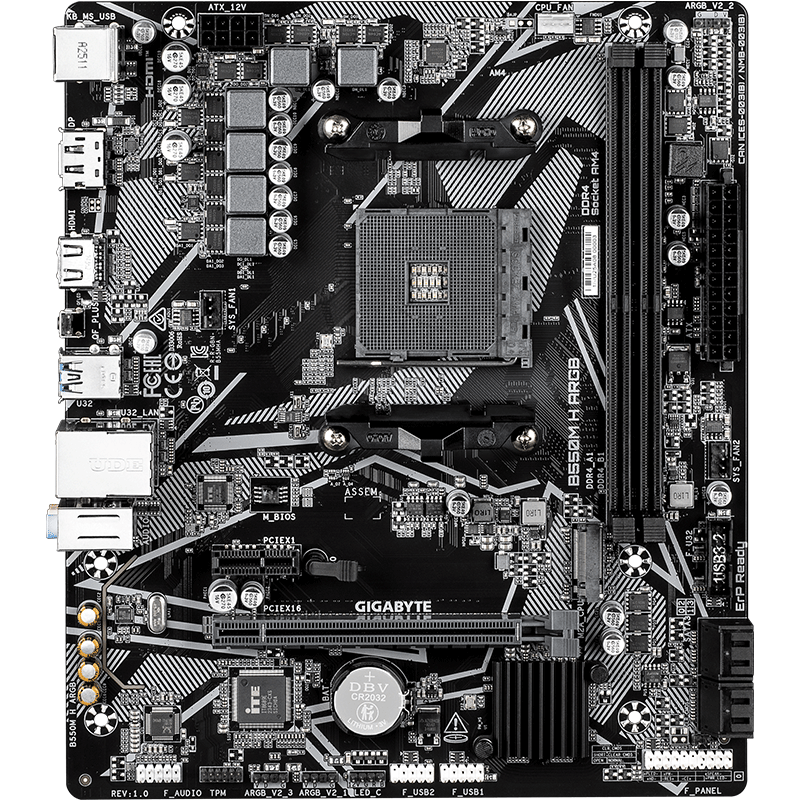 GIGABYTE B550M H ARGB Motherboard DDR4 Supports Processors 45, 05, 00X 57, 00G 58, 00X AMD B550 Socket AM4