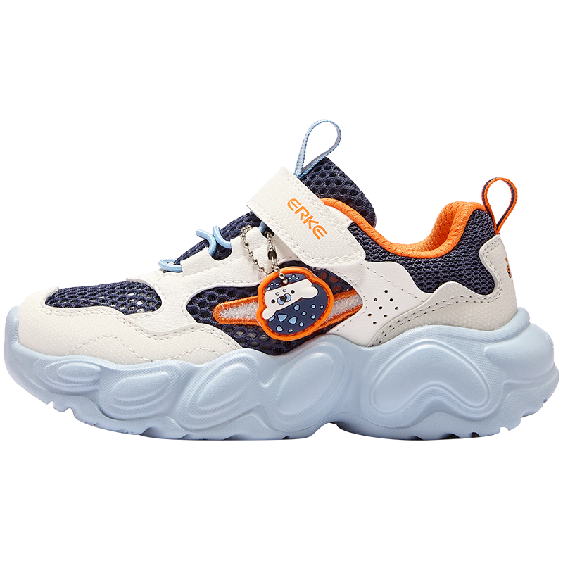 ERKE Kids Summer Casual Shoes Boys and Girls Toddler Sports Shoes Ink Blue/Microcrystalline White/Wild Gray Size 32