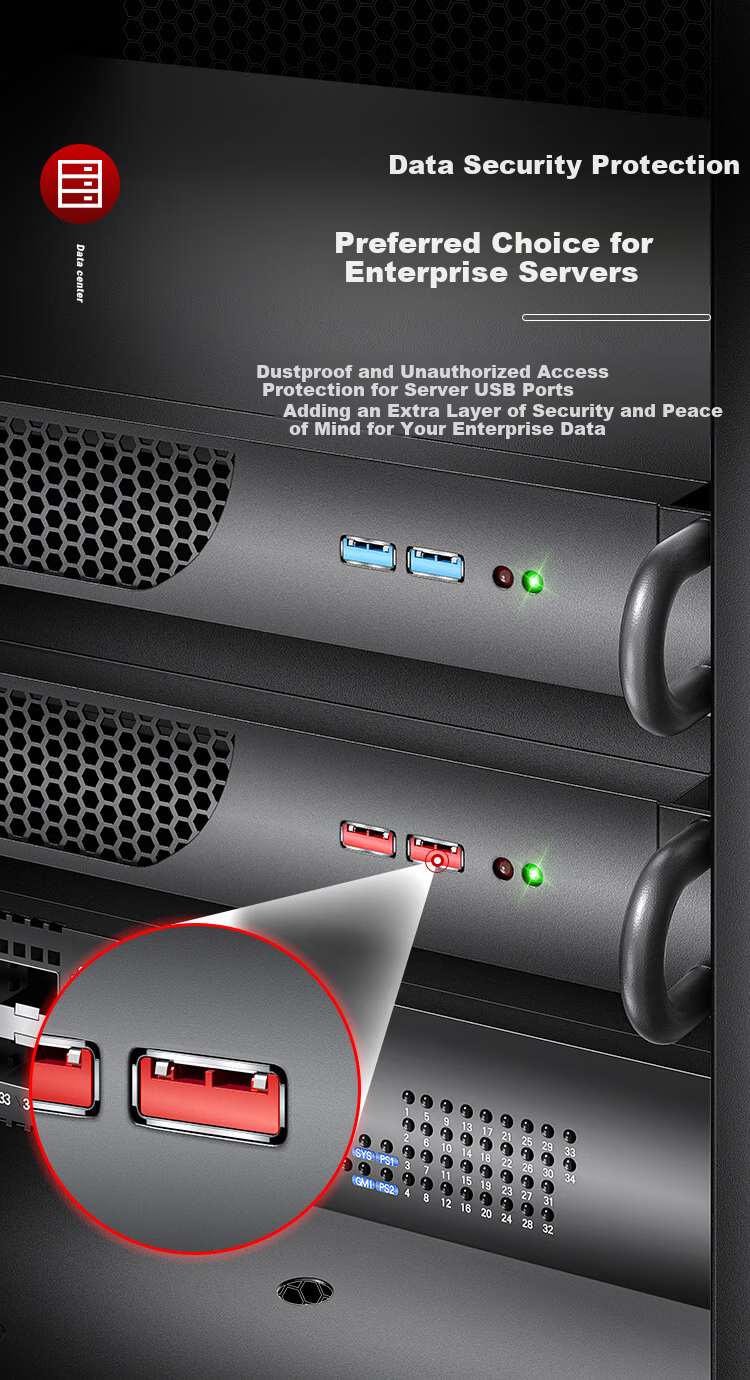 AMPCOM Enterprise Network Port Lock Black 10pcs + 1 Key RJ45 Port Blocker Computer Switch Router Network Port Security Lock Removable Anti-Plug 14