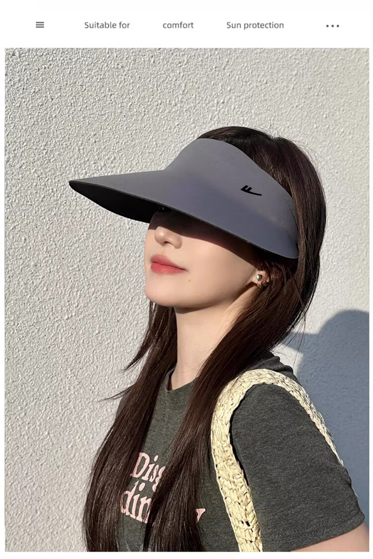 Huili Sun Protection Hat, Sun Visor, Women's UV-Resistant Cap, 2026 New Style, Face-Slimming, Seamless, Wide-Brimmed, Egg-Shaped Topless Hat 10