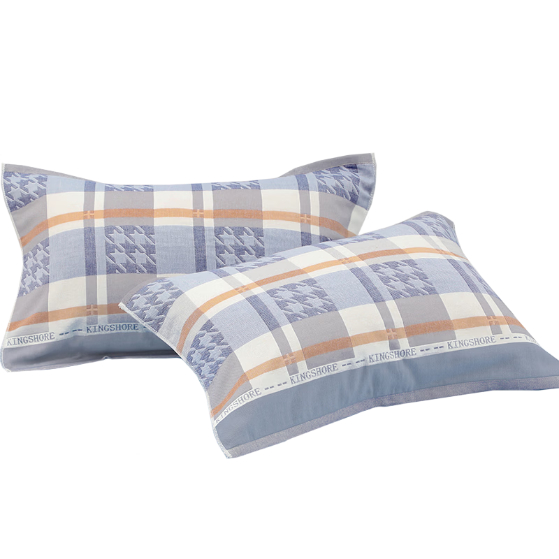 Jinhao Pure Cotton Pillowcase Double Layer Four-Layer Gauze Breathable Sweat-Absorbent Pillow Towel 50*80cm Star Grid Pair Set