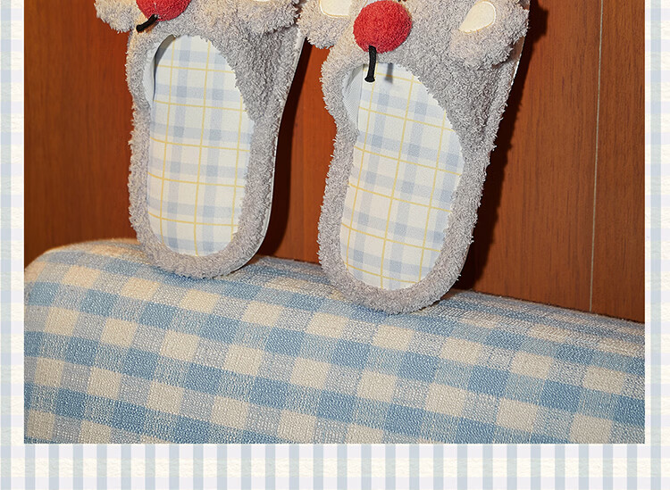 Gukoo Women's Four-Season Original Cute Koala Plaid Flat Home Slippers Vanilla Gray Size 38-39 5