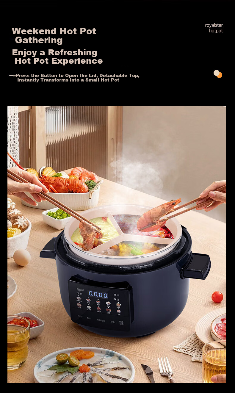 HAP Electric Pressure Cooker 4L Triple Inner Pot Multi-Functional High-Pressure Rice Cooker with Timer for 4-6 People 5