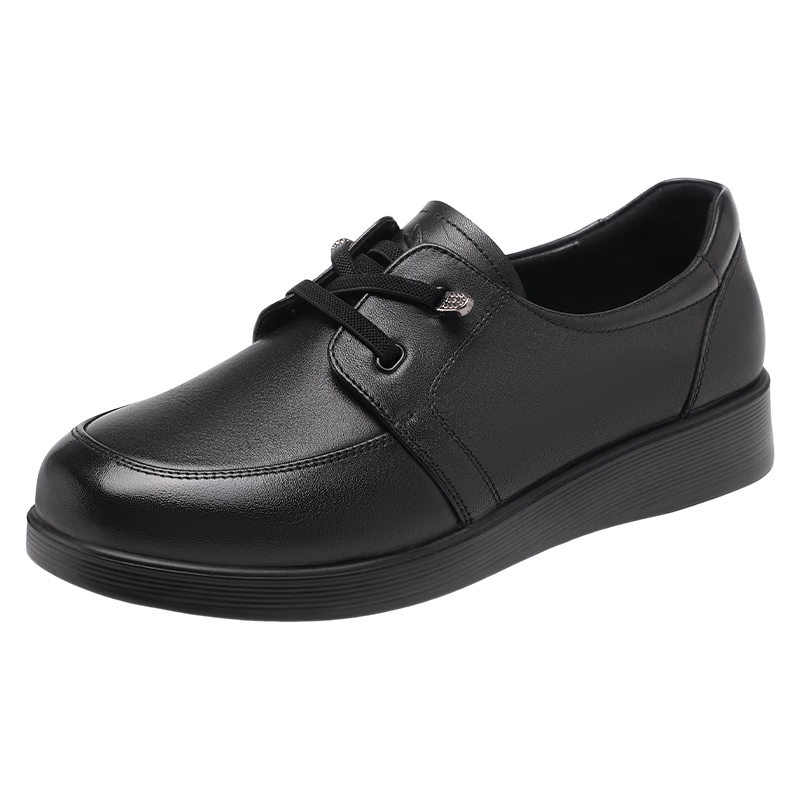 Red Dragonfly Women's Thick Sole Soft Sole Slip-On Leather Shoes Mid-Aged Commuter Durable Single Shoes WTB162162 Off-White Size 35