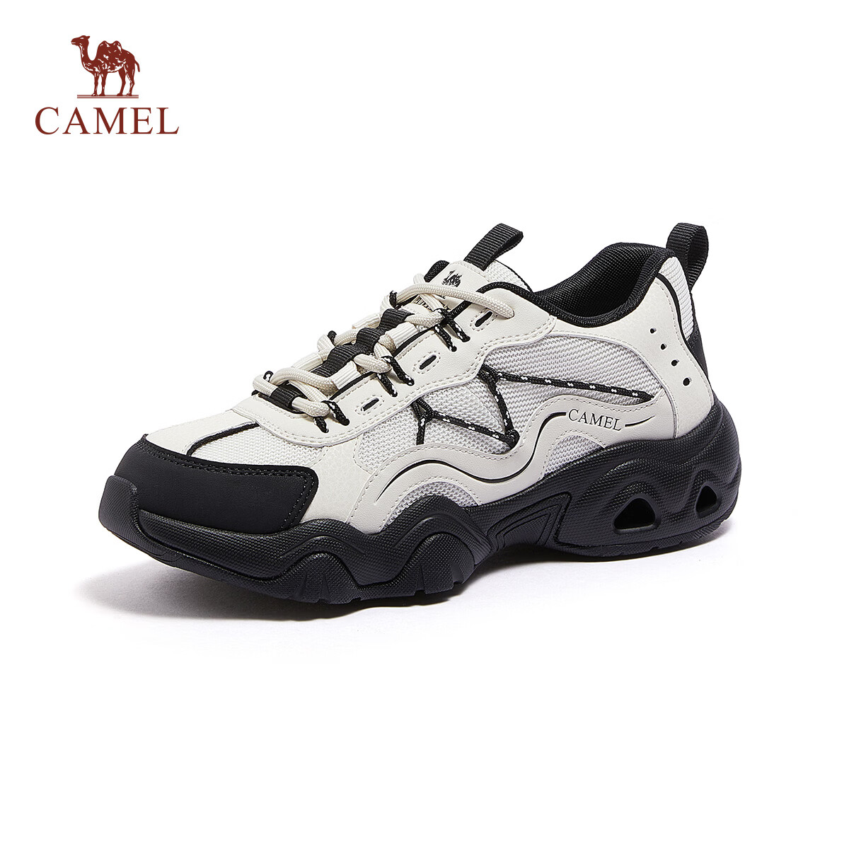CAMEL Cute Ugly Style Women's Lightweight Outdoor Casual Shoes Colorblock Thick Sole Sneakers L26SXG3168 Off-White/Purple Size 39
