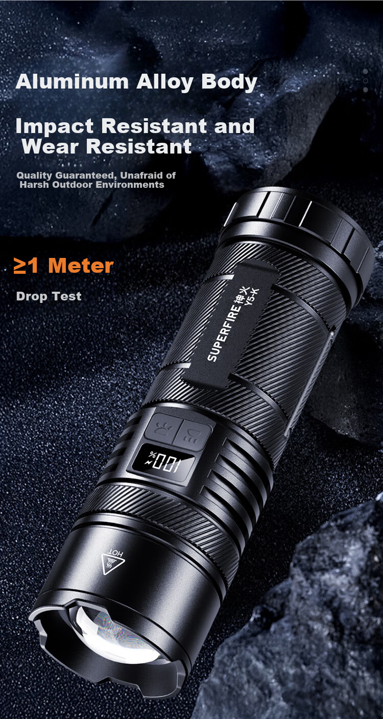 SupFire High-Power Flashlight Long Battery Life Outdoor Survival Ultra-Bright Lumen Home Outdoor Lighting Emergency Long-Range Spotlight 14