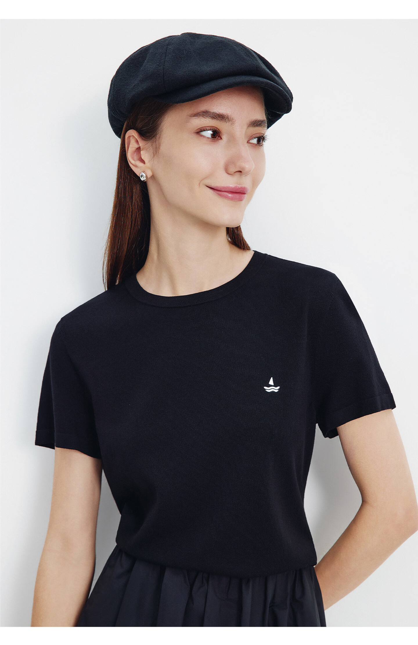 Navigare Small Sailboat Basic Short Sleeve T-Shirt Women 2026 New Round Neck Solid Color Knit Top 2325506507 64