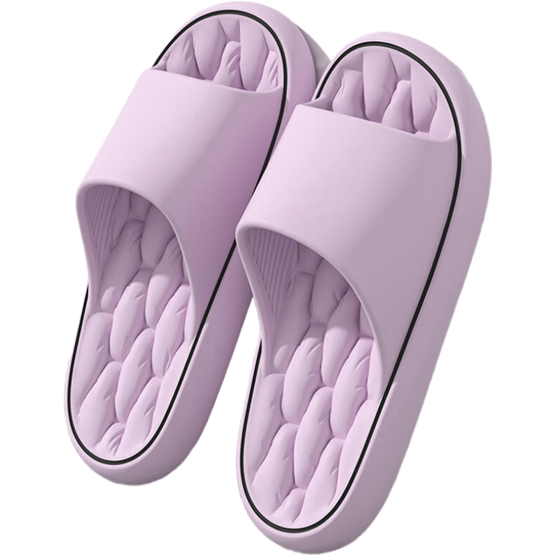 Seven-Color Spun Men's Slippers Soft Cushioned Home Couple Bathroom Shower Non-Slip Thick Sole Outdoor Women's Sandals Purple Size 38-39