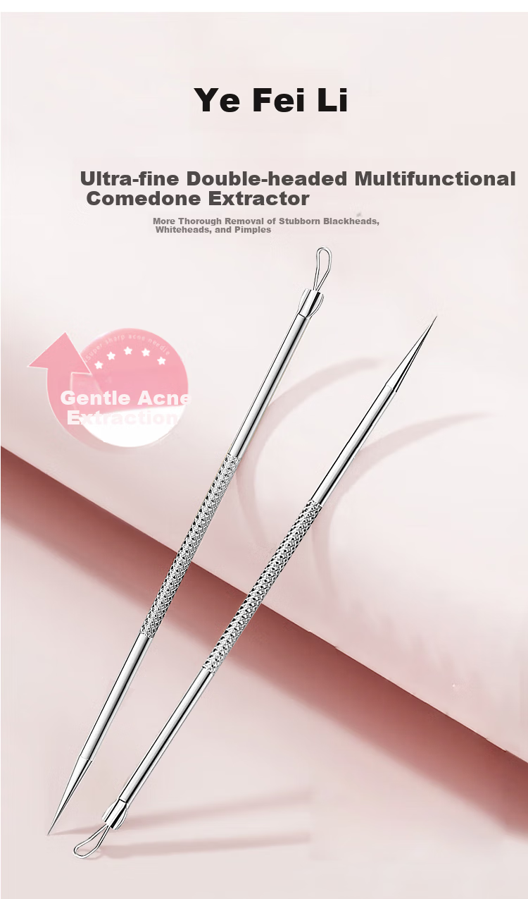 Yefili Two-Piece Set Ultra-Pointed Dolphin Clip Cell Clip Blackhead Extractor Acne Needle Eyelash Tweezers Pimple Cleaning Acne Removal Tool 8