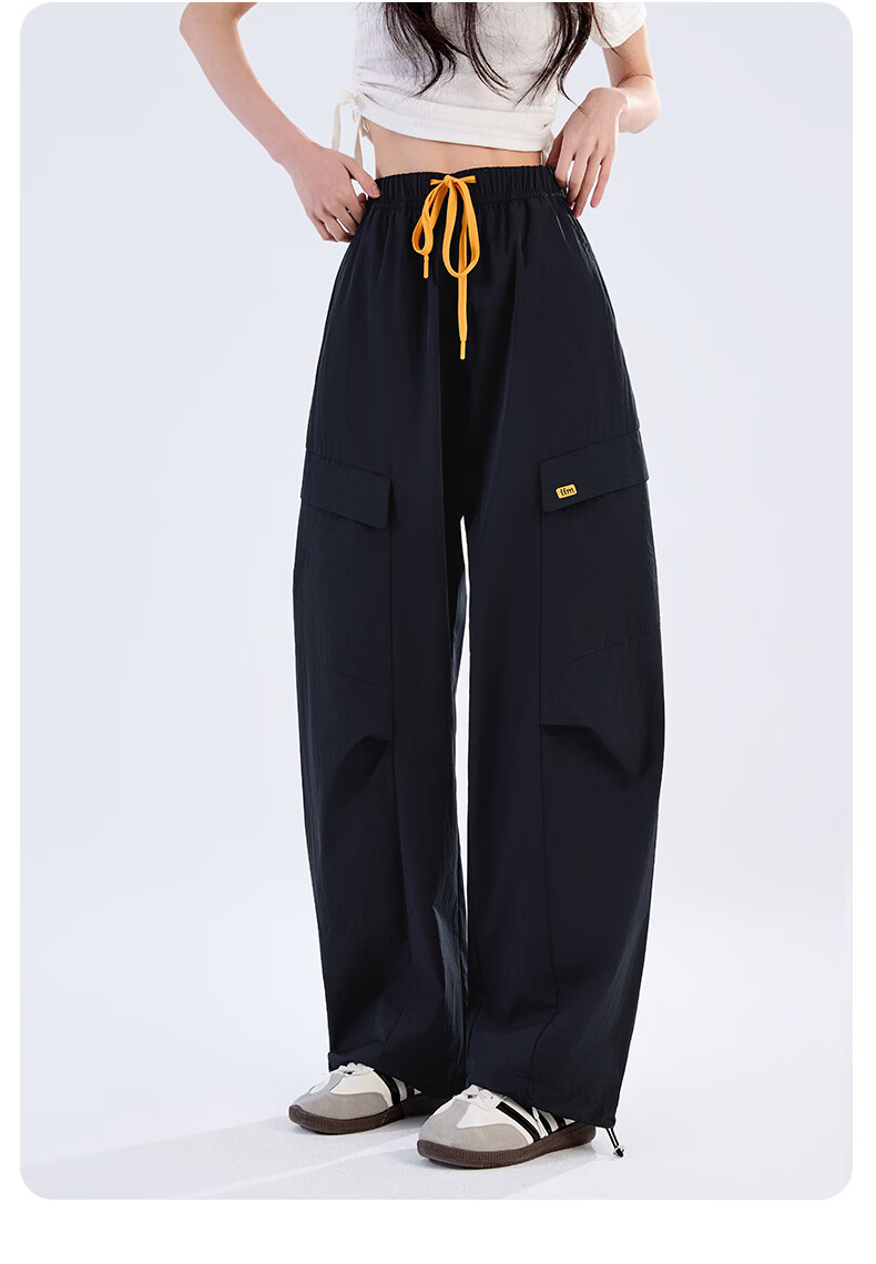Langsha Women's Wide-Leg Cargo Pants 2026 Summer Thin Fashion Loose Breathable Casual Sports Straight-Leg Jogger Hiking Pants 26