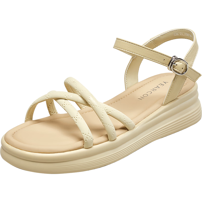 Eierkang Women's Summer Thick-Soled Comfortable Casual Sandals Flat Versatile Roman Sandals 28061W Light Green Size 40
