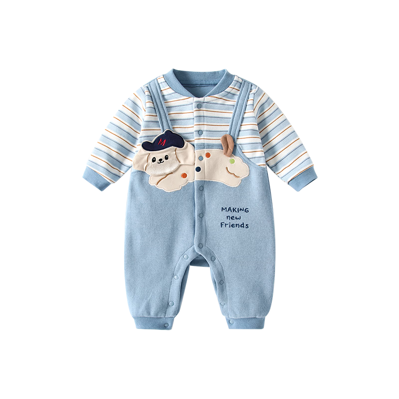 VOONLIE Baby Clothes Spring Newborn Boys Cartoon Cute Puppy Striped Romper Jumpsuit for Spring and Autumn