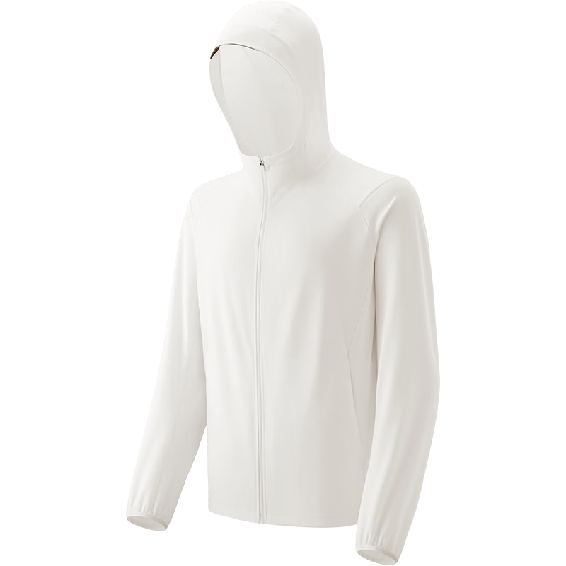 Beneunder Men's Sunscreen Jacket Thin Skin Coat UV Protection Breathable Outdoor Fishing AS023 Cream White XXXL