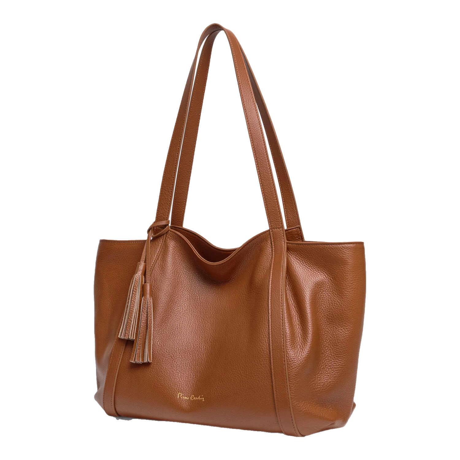 Pierre Cardin Women's Handbag, 2026 New Style Top-Grain Leather Tote Bag, Gift for Girlfriend on May 20th, Brown Color, Comes with Gift Box