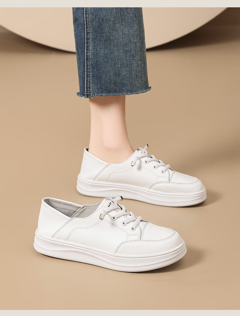 ZHR Women's White Sneakers 2026 Spring New Thick-Soled Casual Sport Shoes A166 White Size 37 3