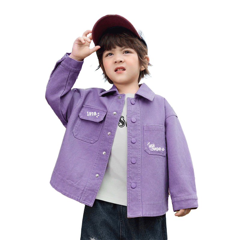 ASK JUNIOR Kids' Spring Jacket Toddler Vintage Washed Green Long Sleeve Shirt Boys 120
