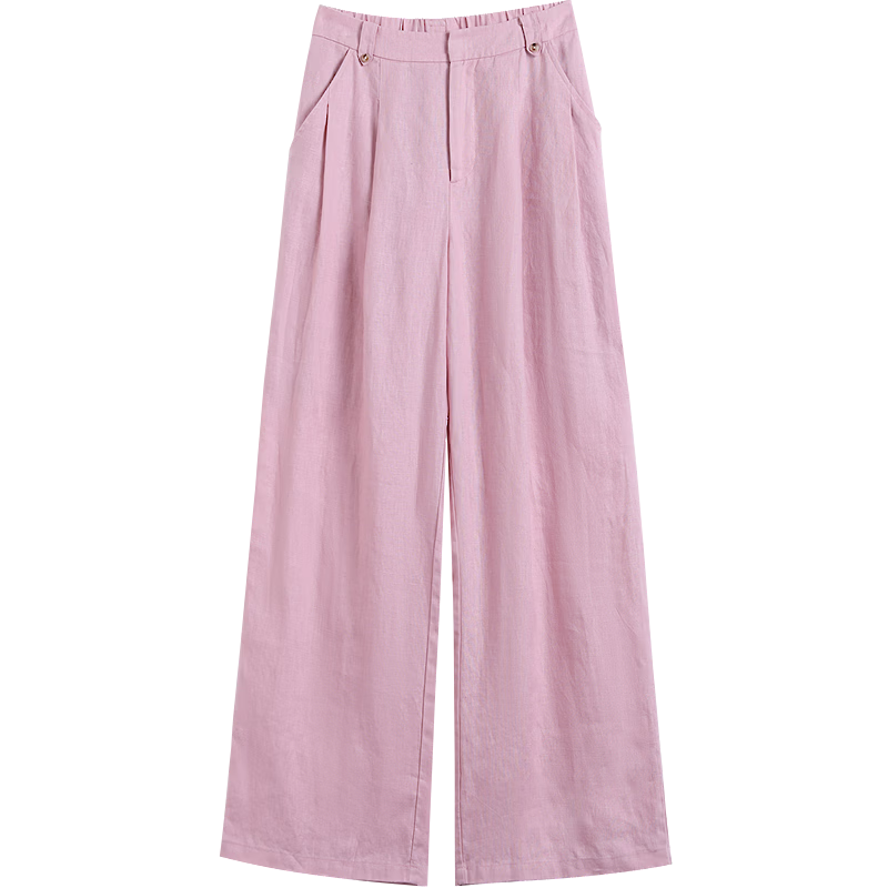 Demana [Linen Collection] Spring Relaxed Style Button Waist Loop Semi-Elastic Waist Wide-Leg Slimming Women's Casual Pants Premium Feel