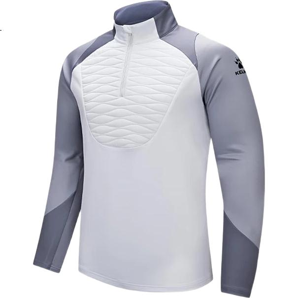 KELME Men's Pullover Autumn New Football Training Running Sweatshirt Half-Zip Padded Jacket Advanced Gray L