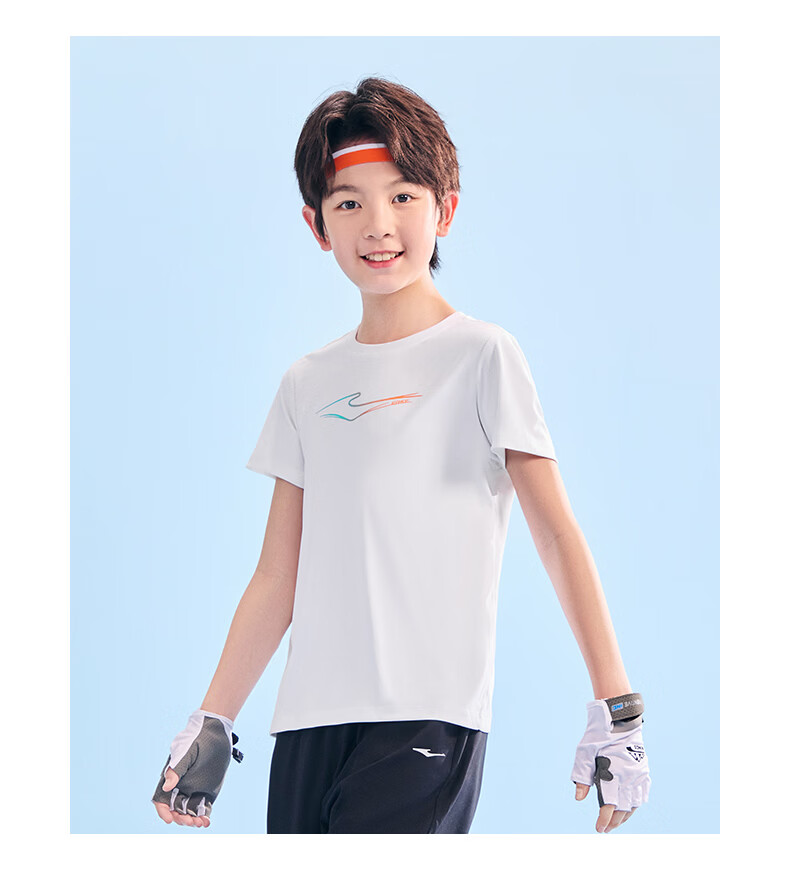 ERKE Kids Boys and Girls Quick-Dry Short Sleeve Children's Crew Neck Summer UV50+ Sun Protection T-Shirt White 110 29