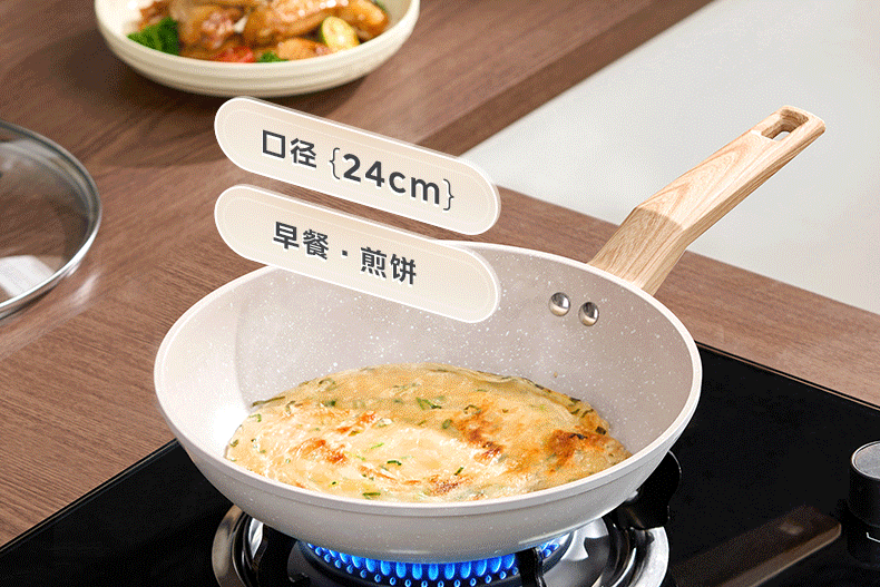 Midea Titanium Non-Stick Frying Pan 24cm for 1-3 People, Compatible with Induction and Gas Stoves, Ideal for Eggs, Steak, and Pancakes 19