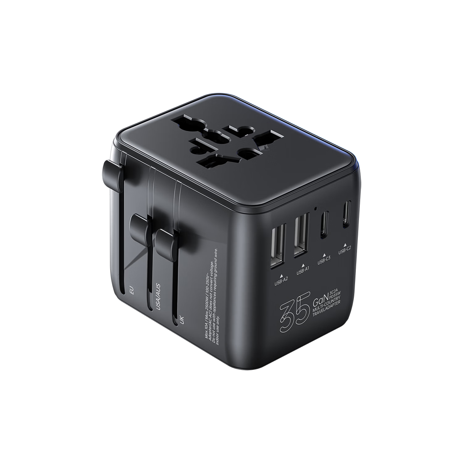 BIAZE PD35W Fast Charging International Travel Adapter Multi-Country Universal Travel Socket Multi-Functional Converter UK EU US AU JP KR SG Compatible 3A2C No Switch