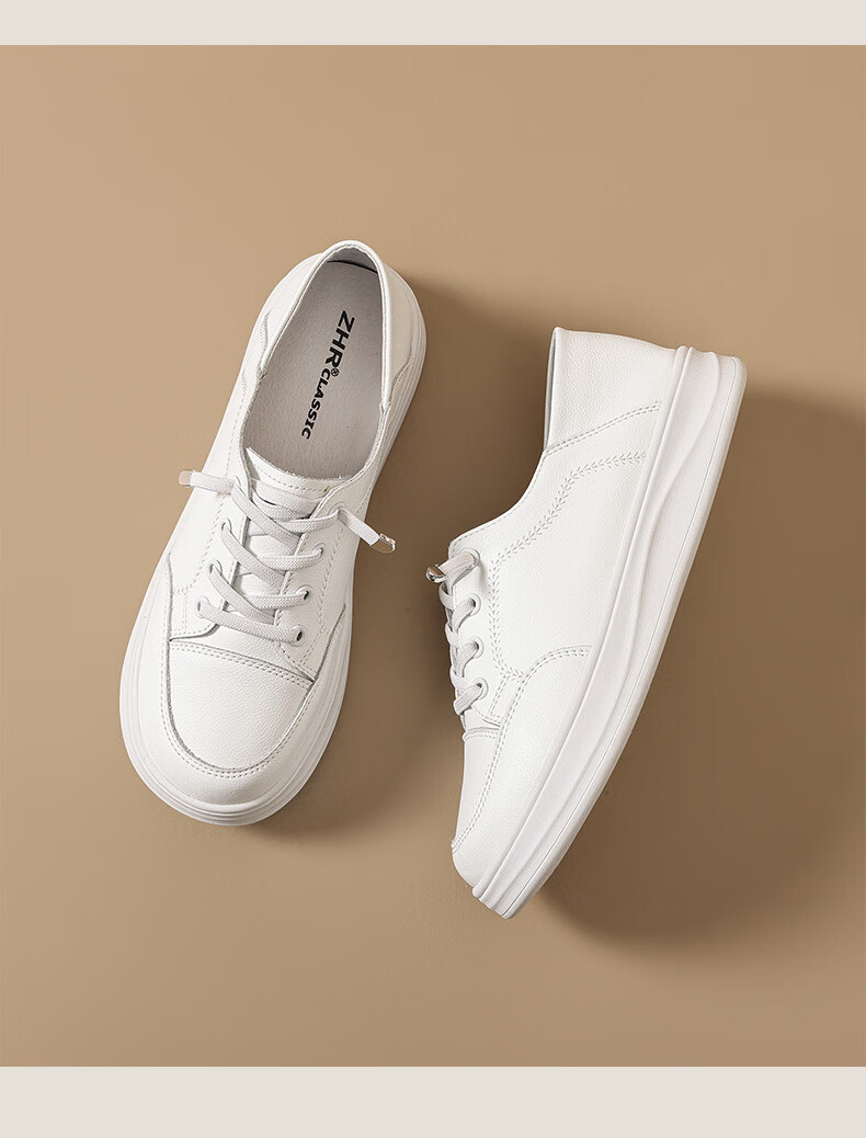 ZHR Women's White Sneakers 2026 Spring New Thick-Soled Casual Sport Shoes A166 White Size 37 5