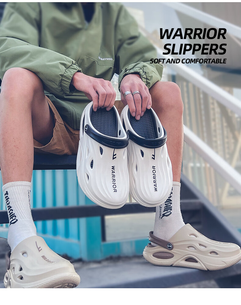 Warrior Official Men's Slippers 2026 Summer Outdoor Sandals Men's Outdoor Clogs Men's Beige Gray Black Size 42 7