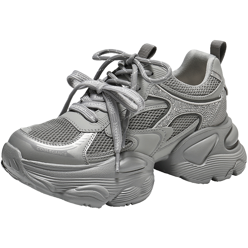 Belle Chunky Dad Sneakers for Women, 2026 New Spring And Summer Mesh Breathable Sports Casual Shoes JD028AM6 Gray 36