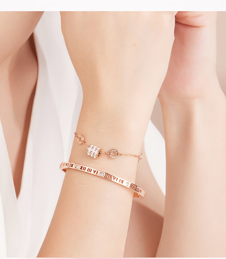 Chow Tai Fook [1000+ Stores] Rose Gold Luxury Slim Waist Bracelet for Women Stackable Bangle Birthday Gift for Girlfriend 3