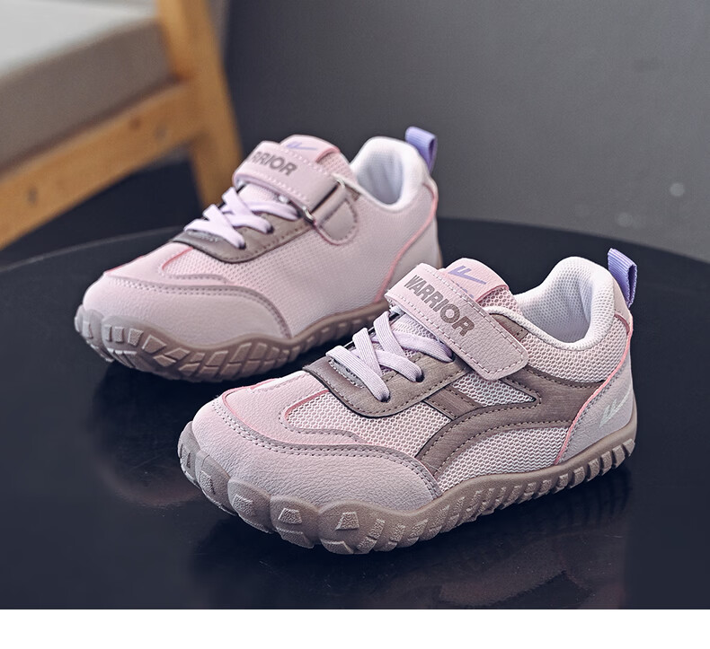 Warrior Kids Sports Shoes Children's Velcro Training Shoes Boys Lightweight Running Shoes WZ-2093 Dark Beige Wine Red Size 32 12