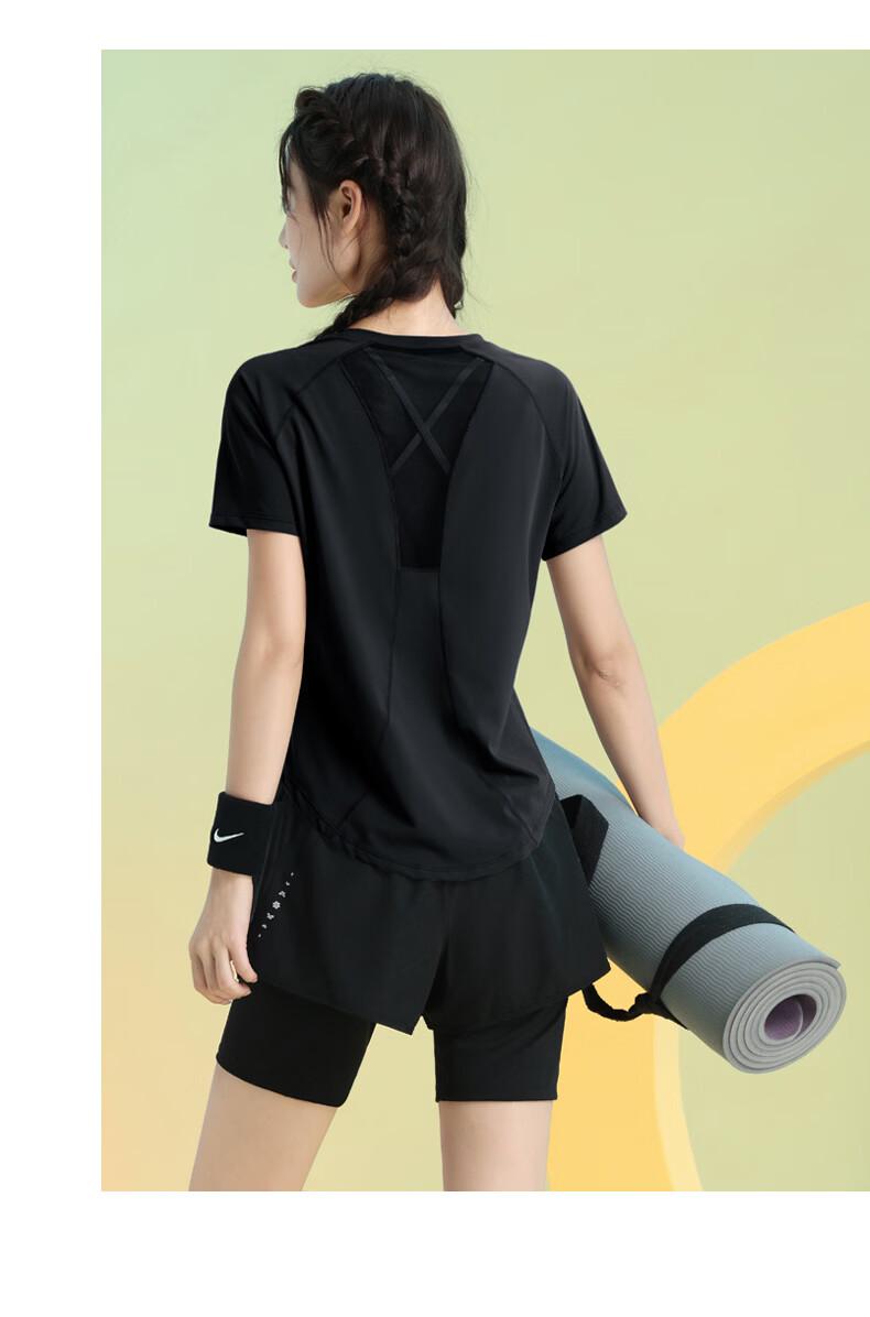 Baisirong Professional Women's Tennis Badminton Summer Short Sleeve Ultra-Light Quick-Dry Outdoor Cycling Fitness Running Sports Set 3