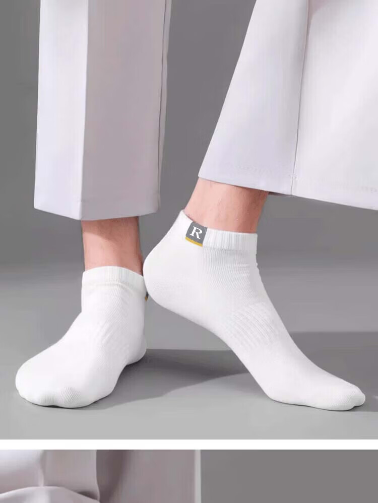 ROMON Men's Summer 100% Cotton 10A Antibacterial Odor-Resistant Short Socks with Mugwort Essential Oil Casual Sports Breathable No-Show Socks 2