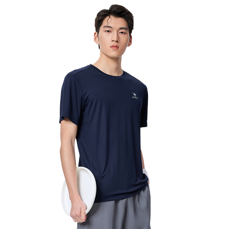 CAMEL Quick-Dry Running Sports T-Shirt Men Breathable Crew Neck Short Sleeve Top C16BAVL6077 Night Blue XL