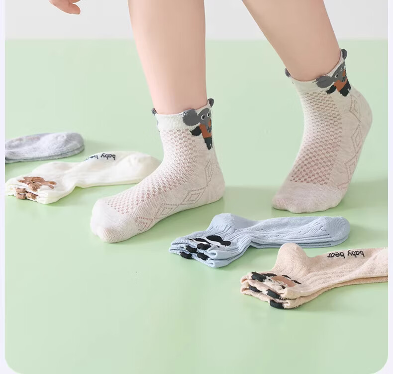 Mianqixiong Kids Socks Summer Pure Cotton Thin Boys Mesh Socks Baby Ultra-thin Short Socks Spring Summer Cotton Socks 17