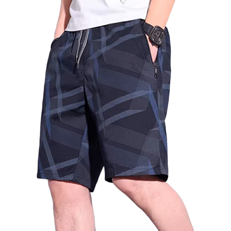 Romon Men's Workwear Casual Shorts Summer Thin Loose Straight Korean Style Beach Five-Point Trendy Cotton Dark Green 3XL