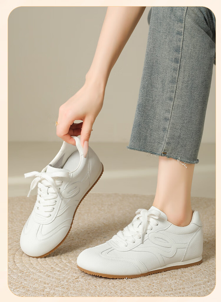 Zhuoshini Versatile White Sneakers for Women Soft Sole Sports Shoes White Size 35 (225mm) 9