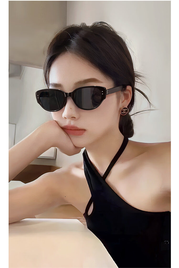FONHCOO Cat Eye Sunglasses for Women 2026 New High-End Square-Round Face Slimming UV Protection Beach Sunglasses 7