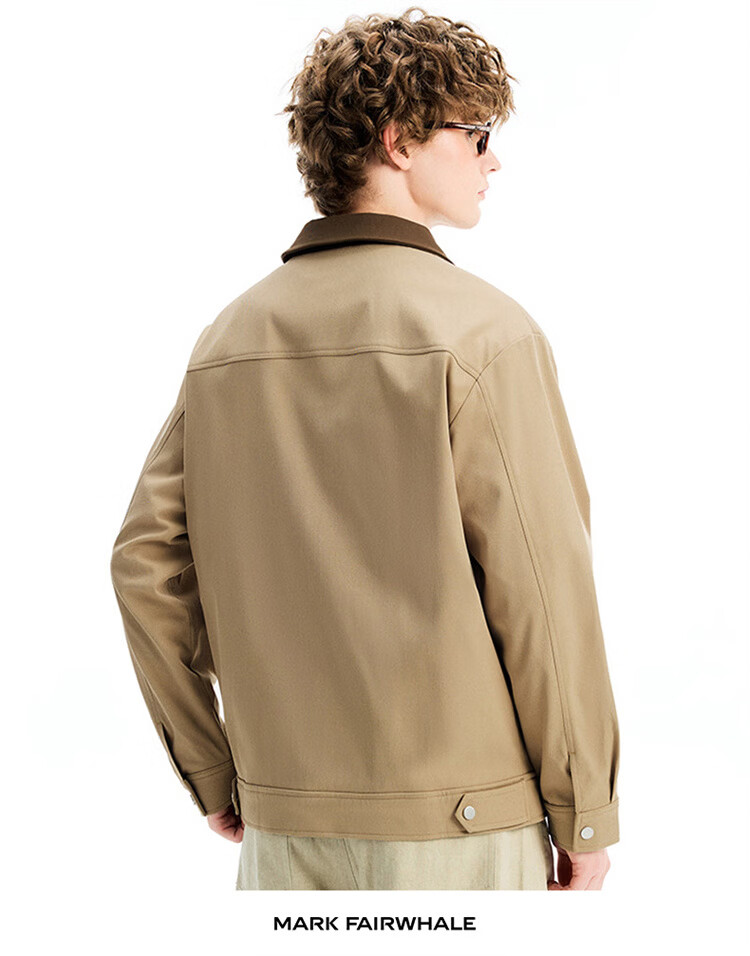 MARK FAIRWHALE Men's Jacket Spring Autumn American Workwear Casual Coat Trendy Men's Clothing Beige L 17