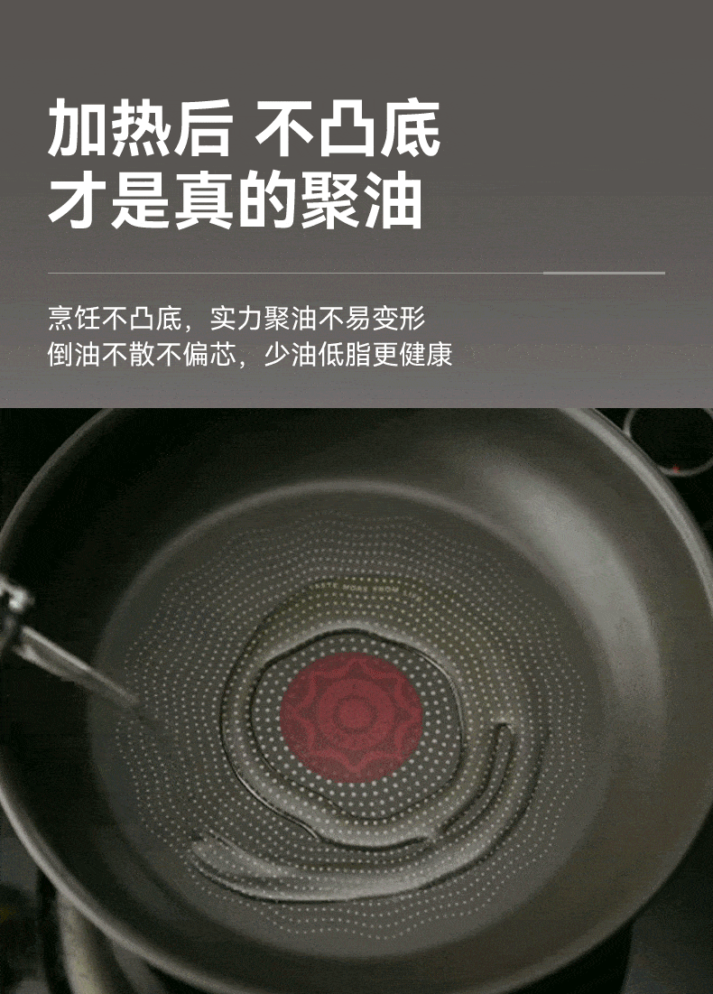 ASD Flat Bottom Wok with Oil-Gathering Red Core Titanium Non-Stick Frying Pan for Steak, Eggs And Stir-Fry, 30cm Compatible with Induction Cooker A7WG 5