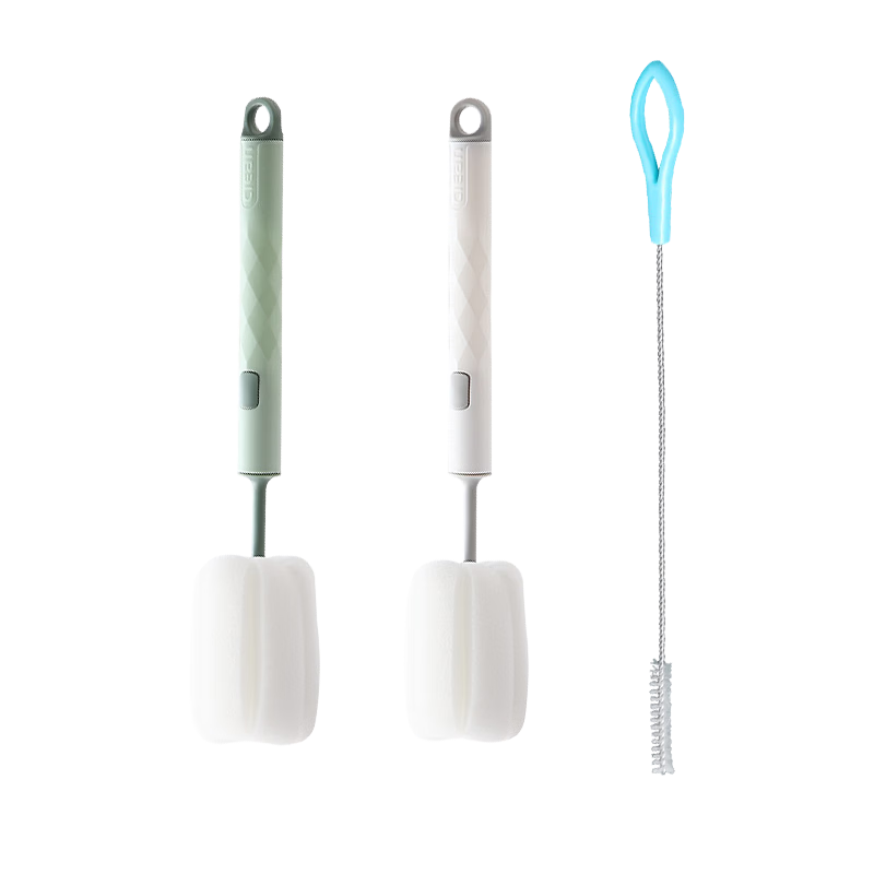 Jiebi Long Handle Cup Cleaning Brush Set - 2 Pack, Multi-Purpose Bottle, Straw, and Gap Cleaning Brushes