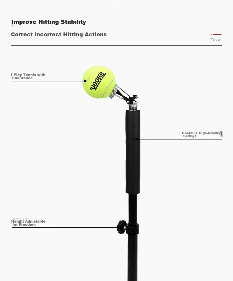 Teloon Tennis Racket Training Device for Single Practice with Fixed Rebound Ball T-1803 4