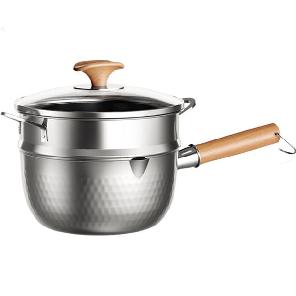 Кастрюля KKOBACH Snowflake Pot, 18 см, из нержавеющей стали 316L, трехслойная утолщенная, для детского питания и лапши, с пароваркой, подходит для всех видов плит