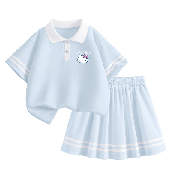Hello Kitty Girls' Polo Dress Set 2026 Summer New Children's Sports Quick-Dry School Style Girls' Clothing