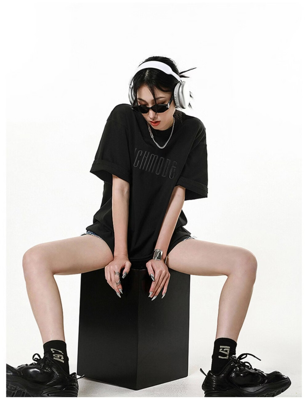 ICH MODE American Vintage Heavyweight Short Sleeve T-Shirt Women Summer New High Street Loose Half Sleeve Top Gray S 11