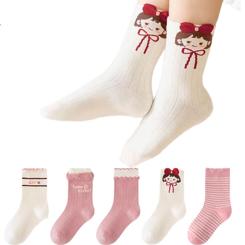 Детские носки Cotton Thirteen, осенне-зимние, хлопковые, средней длины, впитывающие влагу, дышащие, кружевные, принцессные, для девочек, 10 пар