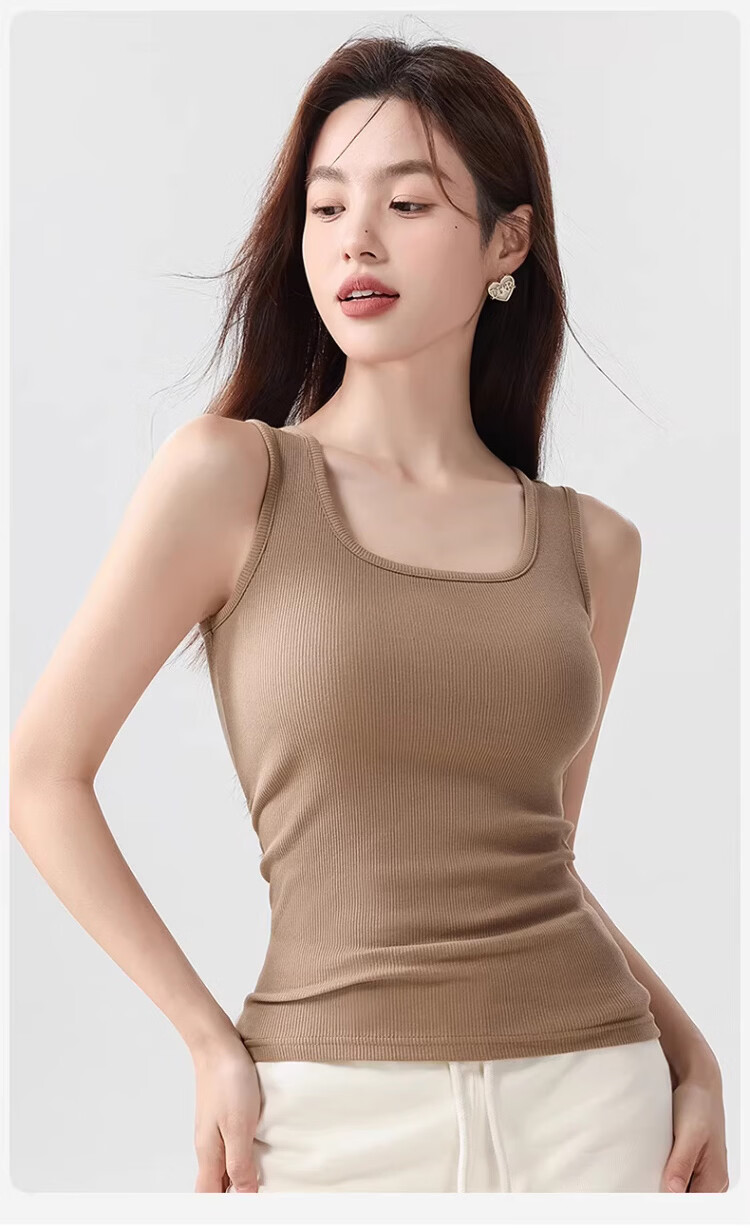 GUJIN 92% Cotton Wide Shoulder Women's Tank Top Camisole No Chest Pad Base Layer Shirt Outerwear Blazer Inner Wear M 19